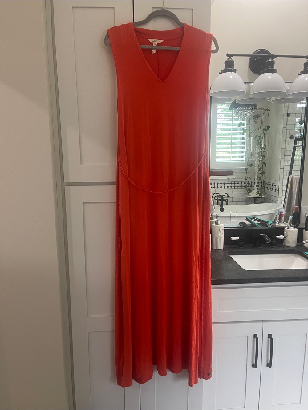 Matilda Jane Sleeveless V-Neck Red-Orange Maxi Dress